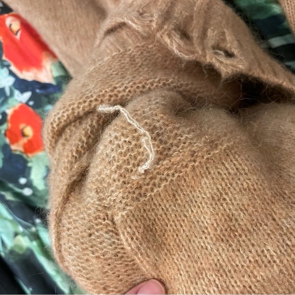 R13 Distressed Mohair Wool Blend Oversized Cardigan In Camel Tan Size XS - Picture 15 of 15